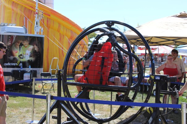 G-force simulator gives visitors hands on experience what it's like to fly a space shuttle.