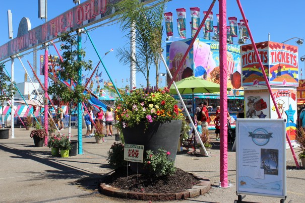 What's STEM Got To Do With It? Fairgoers were finding out thanks to a series of STEM posters throughout the fairgrounds. This one discusses the physics engineers employ when designing roller coasters and other carnival rides.