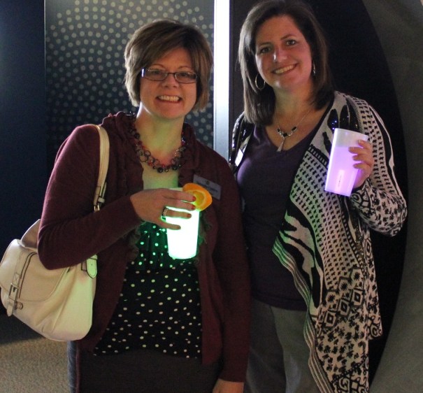 Kelly Medwick and Wendy Van pose with their luminescent beverages.
