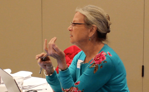 Linda XXXX addressing the health work group.