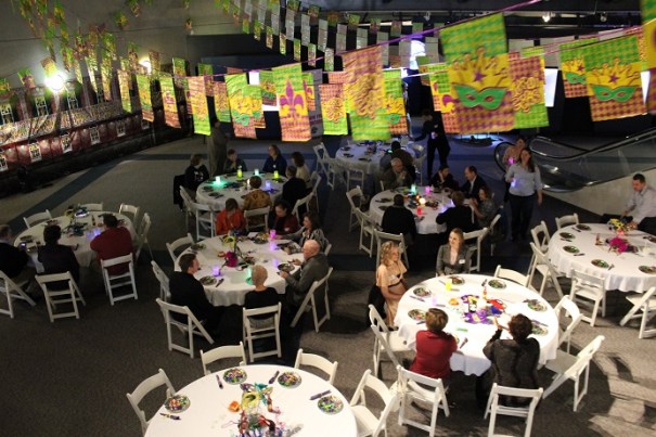 The crowd settles in to enjoy their food, and discuss the impact of STEM learning in Nebraska