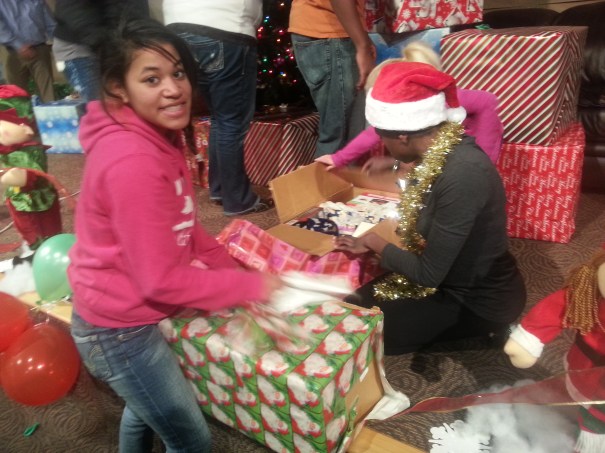 Kris from the Lincoln Council, excited about her care package.