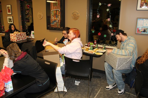 Someone is excited to see what's in that big box!