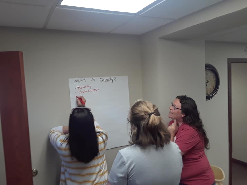 McCook providers brainstorm what quality childcare means at the C4K kick-off meeting.