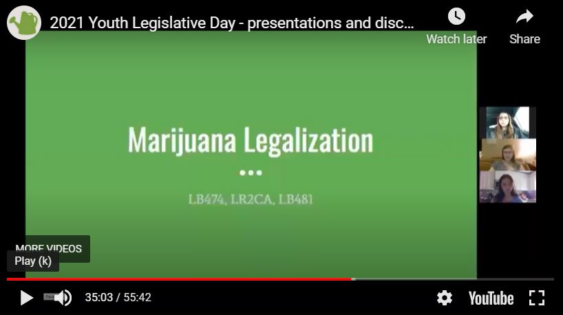 Another topic that young people presented for the Senators' Luncheon included bills in favor of medical marijuana legalization. 