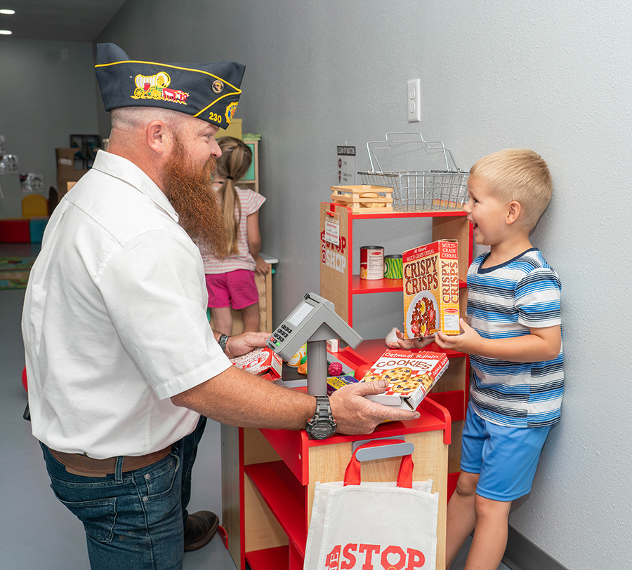 Thedford Childcare, young boy and veteran